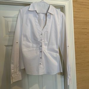 Elie Tahari pearl button white shirt